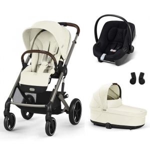 Cybex Poussette Trio Balios S Lux + Si&egrave;ge auto Aton B2 + Nacelle Cot S Lux Seashell Beige