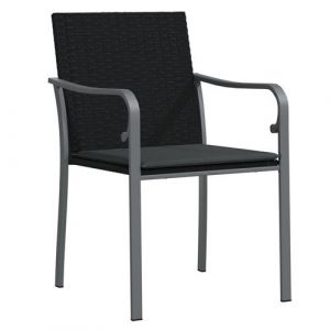 VidaXL Chaises de jardin avec coussins lot de 4 noir 56x59x84 cm rotin