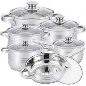 Batterie De Cuisine 12 Pièces En Acier Inoxydable Herzberg Hg1241-Ix