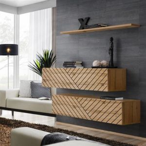 AC-Déco Ensemble de 3 meubles muraux Switch buffet II - Buffet en bois - Beige - L 130 x H 110 x P 40 cm