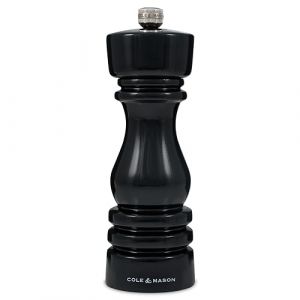 Cole & Mason H233097 London Moulin à poivre Precision + en carbone avec mouture réglable Noir brillant 180 mm