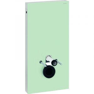 Geberit Module sanitaire Monolit pour WC mural, 101cm, raccordement d'eau latéral, avec pièce de raccordement, Coloris: Verre menthe / aluminium