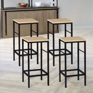 Image de Idmarket Lot de 4 tabourets de bar DETROIT design industriel