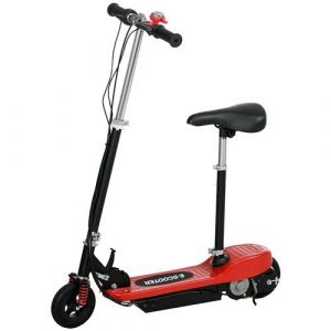 Homcom Trottinette électrique pliable enfant 120 W guidon selle réglable 15 Km/h max. suspension AV sonnette rouge noir