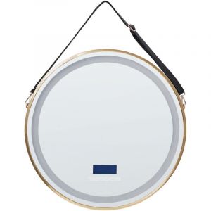 Beliani Miroir led Moderne Rond Salle de Bain Bluetooth 60 x 60 cm Doré Darois