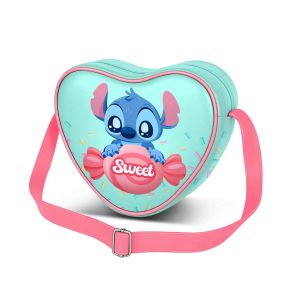 Disney Lilo et Stitch Candy-Sac &agrave; Bandouli&egrave;re Coeur Casual, Bleu, 21 x 15,5 cm