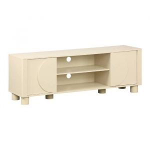 Meuble TV d&eacute;cor bois beige 2 portes 155cm Pondi