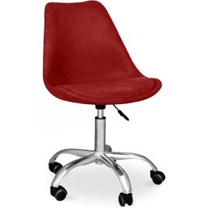 Chaise De Bureau Rembourrée - Avec Roulettes - Tulipe Rouge