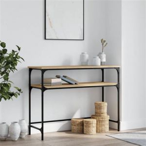 VidaXL Table Console, Table d'Appoint avec Pieds, Bout de Canapé avec Rangement, Meuble d'Entrée Salon, Industriel, Chêne Sonoma Bois d'Ingénierie