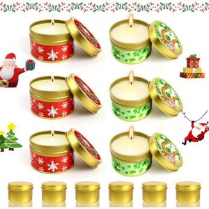 Ensemble de 6 bougies de Noël non parfumées pour Noël