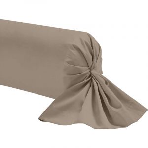 Terre de Nuit Taie de traversin biscuit 100% coton 180 cm - Marron