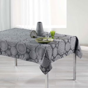 Image de Nappe rectangle 140 x 300 cm jacquard rose des vents Anthracite