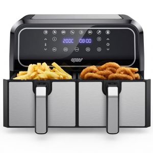 Innsky Dual Zone Oil-Free Fryer, 8L Air Fryer with 8 Programs, XXL Air Fryer with Double Basket, LED Touch Screen Airfryer, French R
