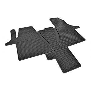 Tapis de sol pour VW T6.1 Transporter Caravelle Multivan (2019-2022) 2-places - Caoutchouc - Sur Mesure - Lot de 3