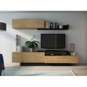 Image de Mur TV MONTY avec rangements Coloris c ne & anthracite