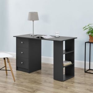 Bureau avec 3 Tiroirs Lemberg 120x49x72cm Gris Foncé [en casa]