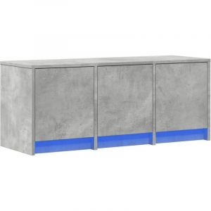 VidaXL Meuble TV avec LED gris b&eacute;ton 97x34x40 cm bois d'ing&eacute;nierie, support TV, meuble t&eacute;l&eacute;, meuble multim&eacute;dia, banc TV, meuble hifi