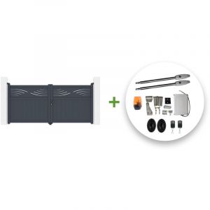 Portail battant électrique halti 300x140cm gris + Motorisation tanker B250