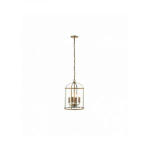 Endon Suspension Lambeth, laiton antique et verre, 4 ampoules