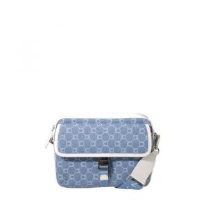Chabrand Mini-sacoche bleue en toile enduite siglée garnie cuir 85028718