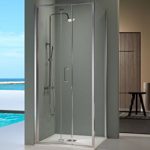 Porte de douche pliante PRISMA 90 cm Avec paroi latérale : 77 - 79 cm