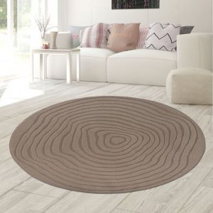 Tapis rond brun vagues 3D doux et chaleureux pour salon Gr&ouml;&szlig;e - 120 cm Rund