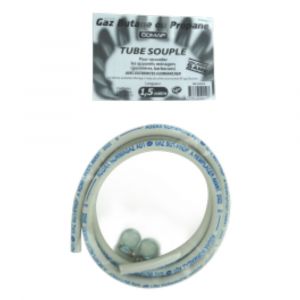 Comap Tube flexible souple de gaz butane/propane Caoutchouc - 1,00 m - Validité 5 ans - Avec colliers - Raccordement sur tétine - S652056