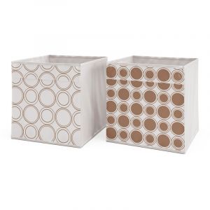 Vicco Boîte pliante, Blanc/Or, 30 x 30 cm Set de 2