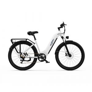 Image de ONESPORT OT05 V&eacute;lo &Eacute;lectrique - 27.5 Roues 250W Moteur 36V18.2Ah Batterie 60KM Autonomie Frein &agrave; Disque - Blanc Cass&eacute;