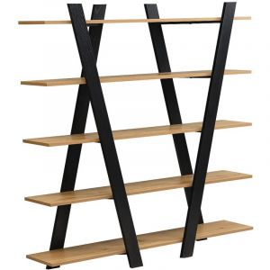 Etag&egrave;re avec 5 tablettes - Naturel et Noir - TUZLA