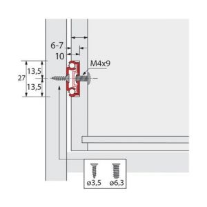 Hettich Coulisse à bille rainure de 27 mm (la paire) | Longueur: 350 mm