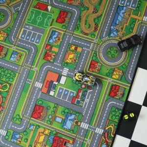 Image de Décoweb Tapis de jeu enfant - Circuit de voiture - Ville - 120 x 170 cm