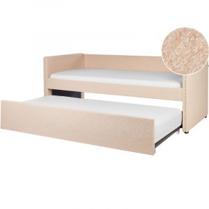 Lit Gigogne En Tissu Bouclé Rose Pêche 90 X 200 Cm Troyes