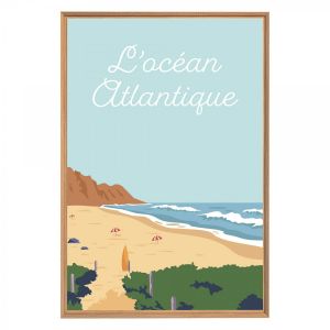 Ceanothe Tableau mural encadré océan atlantique 65x97 cm - Tableau Mural Décoratif - Image Encadrée Imprimée en hd - Impression 65x97 cm sur Fibres de Bois