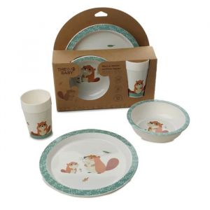 Thermobaby Coffret Repas Castor - Ensemble Repas pour Enfant avec Assiette, Gobelet et bol - Idéal à offrir - Pratique et Design - Passe au Micro-Ondes - Coffrets Repas Pour Enfant sans BPA