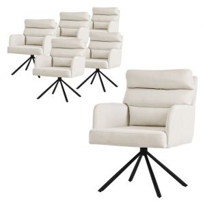 Image de ML-Design Set de 6 Chaises de Salle à Manger Beige, Pivotantes Position Voiture, Chaises Rembourrées avec Revêtement en Polyester et Coussins de