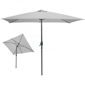 Meublorama - Parasol inclinable rectangulaire gris clair 200x300x250 cm – Toile polyester résistante aux uv