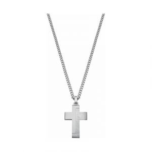s.Oliver Chaîne avec Pendentif Collier, 50 cm, Argent, Croix, Livré dans Une Boîte Cadeau de Bijoux, 2024253