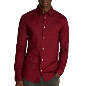 Tommy Jeans Chemise Homme Original Stretch Manches Longues, Rouge (Red Wine), XS
