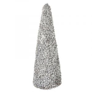 Statue Déco "Sapin Enneigé" 65cm Blanc & Marron Prix