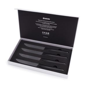 Kyocera Set 4 couteaux steak céramique lame noir Noir