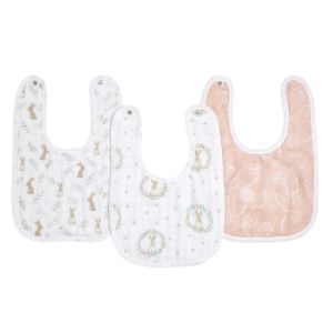 Aden + Anais Bavoir à pression, 100% mousseline de coton, Bavoir à 3 épaisseurs à usage multiple, Bavoir super doux et absorbant, Lot de 3, blushing bunnies