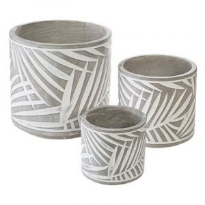 Image de Lot de 3 Pots Design en Ciment "Feuille" 20cm Gris Prix