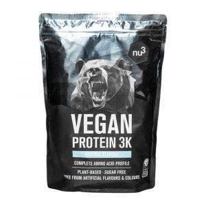 Nu3 Vegan Protein 3K Shake 1 Kg goût neutre - Poudre de protéine végétale à base de protéines de riz, tournesol, pois et caroube - poudre protéinée par 4 composants avec 78% de protéine - par