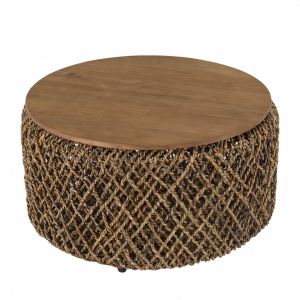 Macabane Table basse ronde en tissage de fibre de cocotier D70