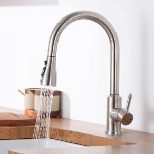 HIBA Robinet de cuisine Nickel Bross&eacute; Avec Douchette Extensible Rotatif &agrave; 360&deg;