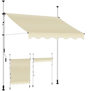 Image de Store banne avec manivelle pour balcon Store pour balcon sans trous à percer, résistant aux uv, réglable en hauteur, hydrofuge, protège du soleil,