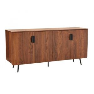 Oviala Buffet moderne 4 portes 160 cm bois foncé