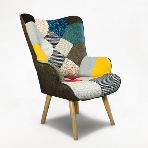 Ahd Amazing Home Design Fauteuil au Design Moderne avec Accoudoirs Patchwork Patchy Chic