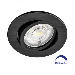 Braytron - Spot led encastrable 3en1 rond noir 7W IP20 Dimmable
